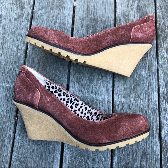 New NWT Kelsi Dagger Brown Suede Rubber Slip On Wedges 7M - Picture 10 of 13